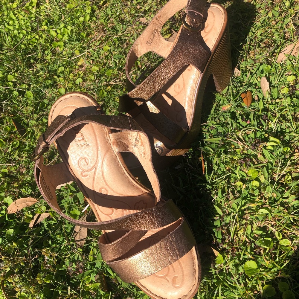 Gold strappy heels